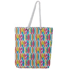 Rainbow Colored Waikiki Surfboards  Full Print Rope Handle Tote (large) by PodArtist