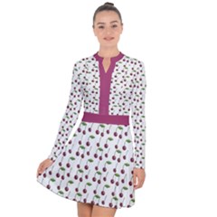 Musical Cherries Pattern Long Sleeve Panel Dress by emilyzragz