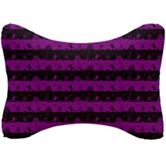 Zombie Purple And Black Halloween Nightmare Stripes  Seat Head Rest Cushion by PodArtist