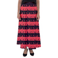 Donated Kidney Pink And Black Halloween Nightmare Stripes  Flared Maxi Skirt by PodArtist