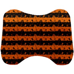 Dark Pumpkin Orange And Black Halloween Nightmare Stripes  Head Support Cushion by PodArtist