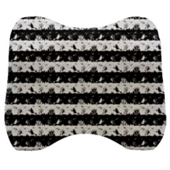 Black And White Halloween Nightmare Stripes Velour Head Support Cushion by PodArtist