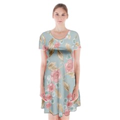 Background 1659236 1920 Short Sleeve V-neck Flare Dress by vintage2030