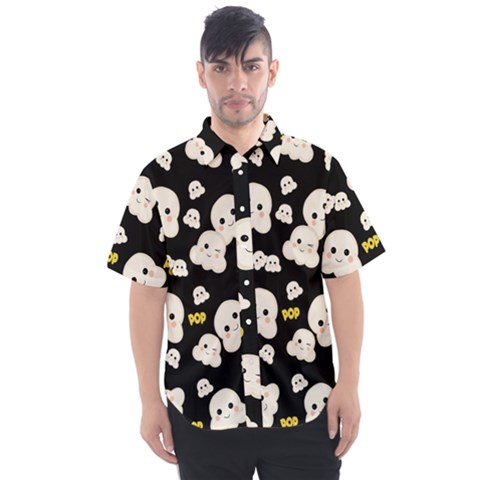Cute Kawaii Popcorn Pattern Men s Short Sleeve Shirt by Valentinaart