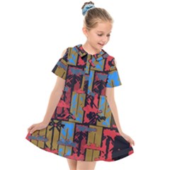 Rectangles Texture                                                 Kids  Short Sleeve Shirt Dress by LalyLauraFLM