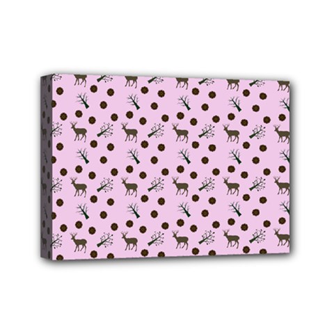 Pink Deer Pattern Mini Canvas 7  X 5  (stretched) by snowwhitegirl