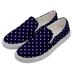 Little  Dots Navy Blue Men s Canvas Slip Ons by snowwhitegirl