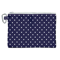 Little  Dots Navy Blue Canvas Cosmetic Bag (xl) by snowwhitegirl