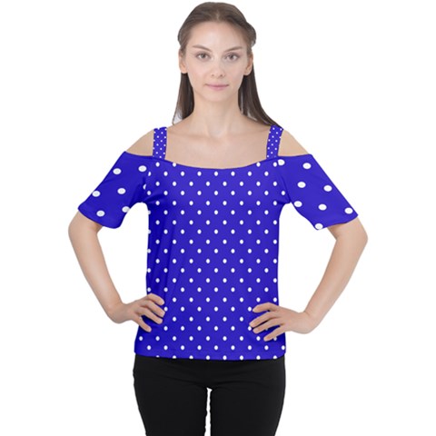 Little  Dots Royal Blue Cutout Shoulder Tee by snowwhitegirl