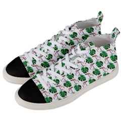Flamingo Leaf Patttern Men s Mid-top Canvas Sneakers by snowwhitegirl
