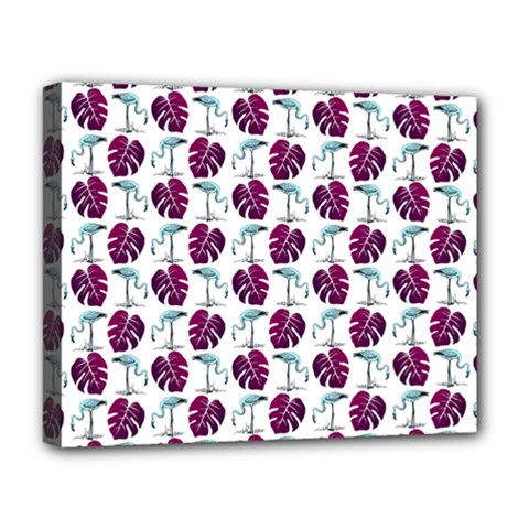 Flamingo Leaf Patttern Blue Deluxe Canvas 20  X 16  (stretched) by snowwhitegirl