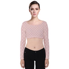 Little  Dots Pink Velvet Long Sleeve Crop Top by snowwhitegirl