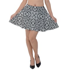 Geometric Stylized Floral Pattern Velvet Skater Skirt by dflcprints