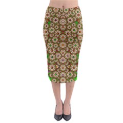 Flower Wreaths And Ornate Sweet Fauna Midi Pencil Skirt by pepitasart