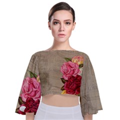 Flower 1646069 1920 Tie Back Butterfly Sleeve Chiffon Top by vintage2030
