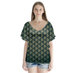 Texture Background Pattern V-neck Flutter Sleeve Top by Sapixe