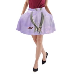 Cute Little Pegasus With Butterflies A-line Pocket Skirt by FantasyWorld7