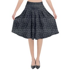 Wavy Grid Dark Pattern Flared Midi Skirt by dflcprints