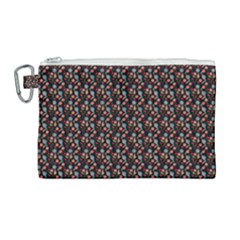 Vintage Floral Black Canvas Cosmetic Bag (large) by snowwhitegirl