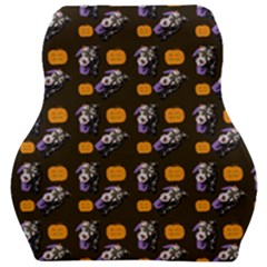 Halloween Skeleton Pumpkin Pattern Brown Car Seat Velour Cushion  by snowwhitegirl