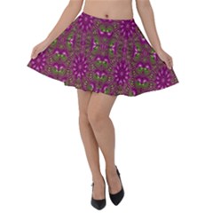 Modern Asian Ornate Pattern Velvet Skater Skirt by dflcprints