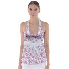 Pink Roses Pattern Babydoll Tankini Top by JadehawksAnD