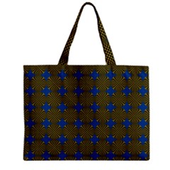 Mod Yellow Blue Circles Pattern Zipper Mini Tote Bag by BrightVibesDesign