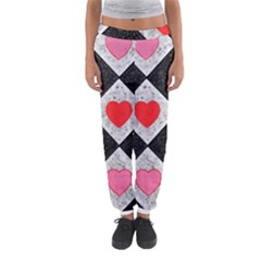 Diamonds Hearts Mosaic Pattern Women s Jogger Sweatpants by Simbadda
