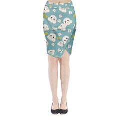Cute Kawaii Popcorn Pattern Midi Wrap Pencil Skirt by Valentinaart
