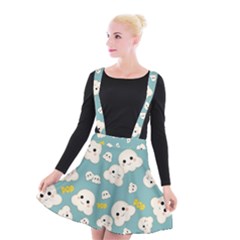 Cute Kawaii Popcorn Pattern Suspender Skater Skirt by Valentinaart