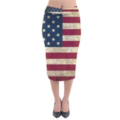 Vintage American Flag Velvet Midi Pencil Skirt by Valentinaart