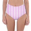 Circles Lines Light Pink White Pattern Reversible High-Waist Bikini Bottoms View1