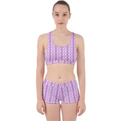 Circles Lines Light Pink White Pattern Work It Out Gym Set by BrightVibesDesign