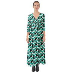 Vintage Camera Chevron Aqua Button Up Boho Maxi Dress by snowwhitegirl