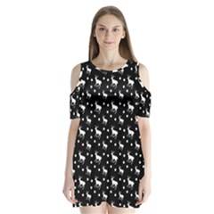 Deer Dots Black Shoulder Cutout Velvet One Piece by snowwhitegirl