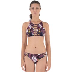 Mona Lisa Floral Black Perfectly Cut Out Bikini Set by snowwhitegirl