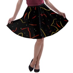 Lines Abstract Print A-line Skater Skirt by dflcprints
