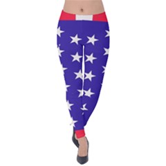 Day Independence July Background Velvet Leggings by Simbadda