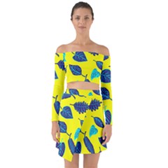 Leaves Pattern Picture Detail Off Shoulder Top With Skirt Set by Simbadda