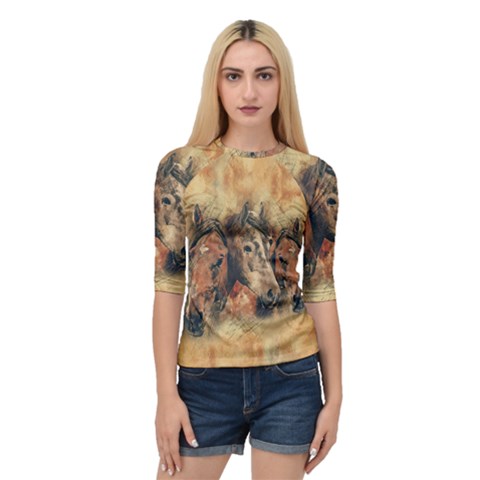 Head Horse Animal Vintage Quarter Sleeve Raglan Tee by Simbadda