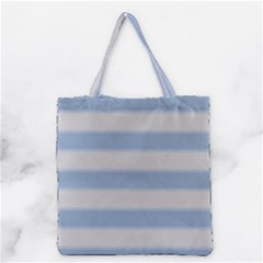 Bold Stripes Soft Blue Grocery Tote Bag by BrightVibesDesign