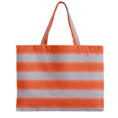 Bold Stripes Orange Pattern Zipper Mini Tote Bag by BrightVibesDesign