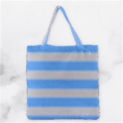 Bold Stripes Bright Blue Pattern Grocery Tote Bag by BrightVibesDesign