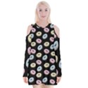 Donuts pattern Velvet Long Sleeve Shoulder Cutout Dress View1