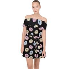Donuts Pattern Off Shoulder Chiffon Dress by Valentinaart