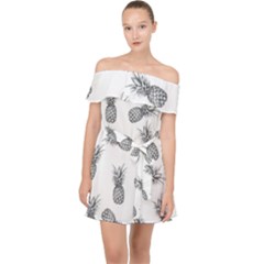 Pineapple Pattern Off Shoulder Chiffon Dress by Valentinaart