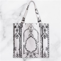 Leighton Floriated Antique Scroll Zipper Grocery Tote Bag by Simbadda