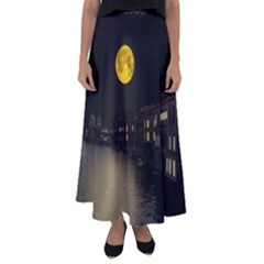 Travel Architecture Tourism Venice Flared Maxi Skirt by Celenk