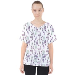 Flower Pattern Pattern Design V-neck Dolman Drape Top by Celenk