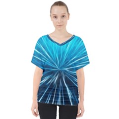 Background Structure Lines V-neck Dolman Drape Top by Celenk